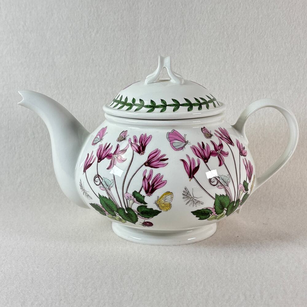 Portmeirion Botanic Garden 1 Pint Teapot Pink Cyclamen & Butterflies